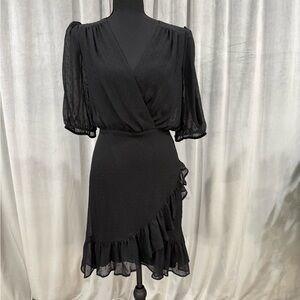 Express Black Ruffled Long Sleeve Dress